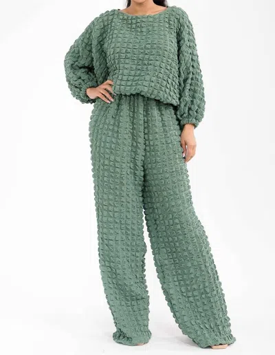 Karen Kane Bubble Top And Pants Set In Green