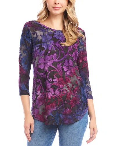 Karen Kane Burnout Shirttail Top In Purple