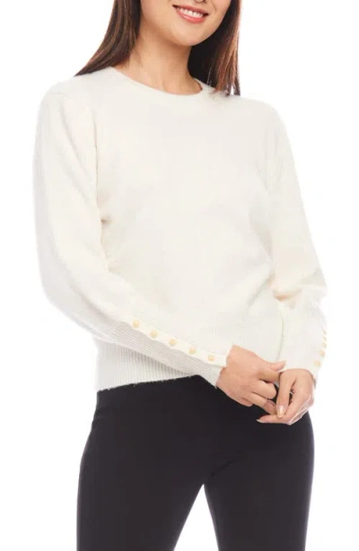 KAREN KANE KAREN KANE BUTTON CUFF CREWNECK SWEATER