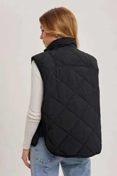 Karen Kane Button Down Quilted Puffer Vest In Black