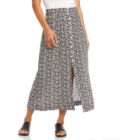 Karen Kane Button Front Midi Skirt In Black/white In Multi