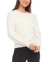 Karen Kane Button Cuff Crewneck Sweater In Cream