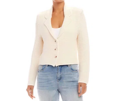 Karen Kane Button Up Blazer Sweater Top In Cream In White