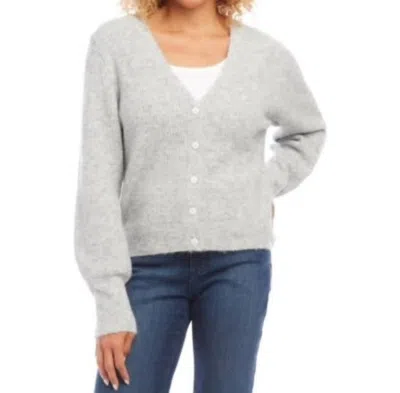 Karen Kane Button Up Cardigan In Light Gray In Multi