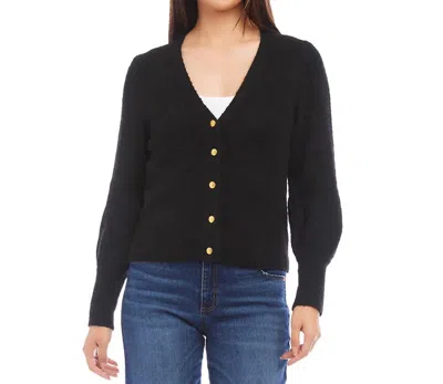 Karen Kane Button Up Cardigan Sweater In Black