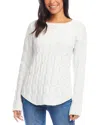 Karen Kane Cable Knit Shirttail Sweater In Ivory