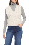 Karen Kane Cable Knit Sweater Vest In Beige
