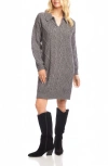 Karen Kane Cable Stitch Johnny Collar Long Sleeve Sweater Dress In Gray