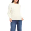 Karen Kane Cable Crewneck Sweater In Cream