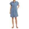 Karen Kane Cap Sleeve Shirtdress In Denim In Blue