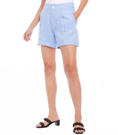 Karen Kane Caroline High Waist Pleated Shorts In Capri Blue