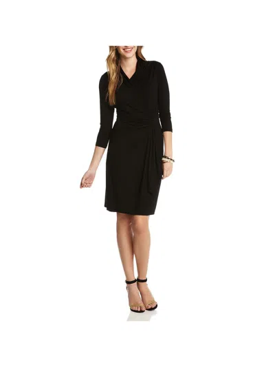Karen Kane Cascade Womens Faux-wrap 3/4 Sleeve Wear To Work Dress In Black