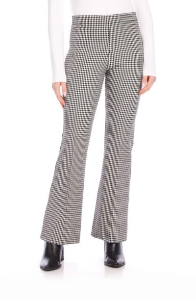 Karen Kane Check Woven Bootcut Pants In Black/off White