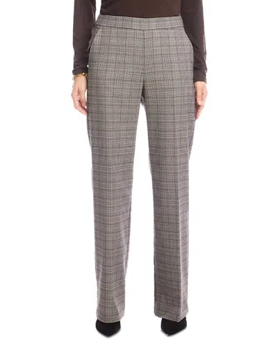 Karen Kane Checked Straight Leg Pants In Brown In Gray