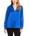 Karen Kane Satin Collared Long Sleeve Blouse In Royal In Royal Blue