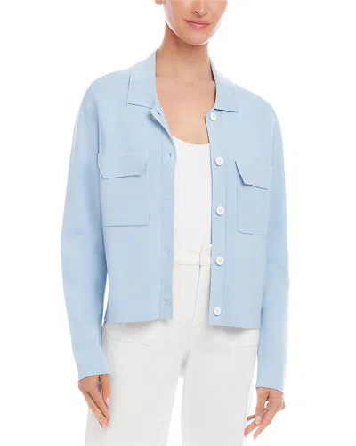 Karen Kane Collared Sweater Jacket In Blue