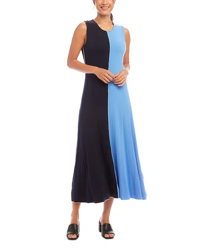 Karen Kane Color Blocked Midi Dress In Navyw/blue