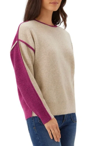 Karen Kane Colorblock Crewneck Sweater In Neutral