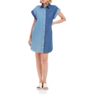 Karen Kane Cap Sleeve Shirtdress In Denim In Blue