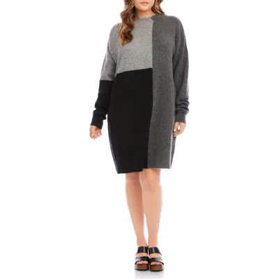 Karen Kane Colorblock Long Sleeve Sweater Dress In Multi
