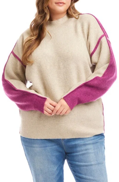 Karen Kane Colorblock Mock Neck Sweater In Gold