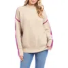 Karen Kane Colorblocked Mock Neck Sweater In Neutral