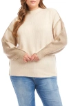 Karen Kane Colorblock Mock Neck Sweater In Neutral