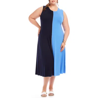 KAREN KANE KAREN KANE COLORBLOCK SLEEVELESS MIDI DRESS
