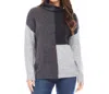 Karen Kane Colorblock Funnel Neck Sweater In Grey