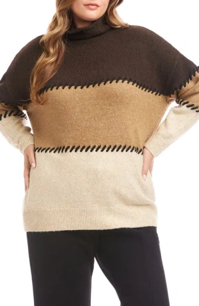 KAREN KANE KAREN KANE COLORBLOCK WHIPSTITCH TURTLENECK SWEATER