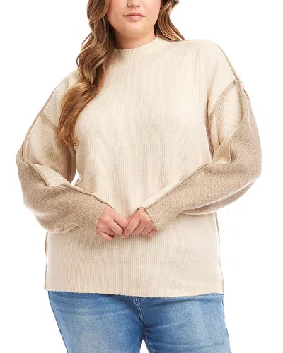 Karen Kane Colorblocked Mock Neck Sweater In Gold