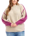 Karen Kane Colorblocked Mock Neck Sweater In Gray