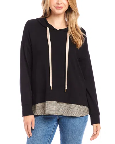 Karen Kane Contrast Hem Hoodie In Black