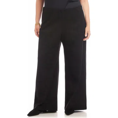Karen Kane Contrast Piped Wide Leg Pants In Black