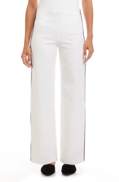 Karen Kane Contrast Piped Wide Leg Pants In White