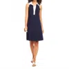 Karen Kane Contrast Placket Dress In Navy With White In Blue