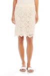 Karen Kane Cotton Lace Midi Skirt In Natural