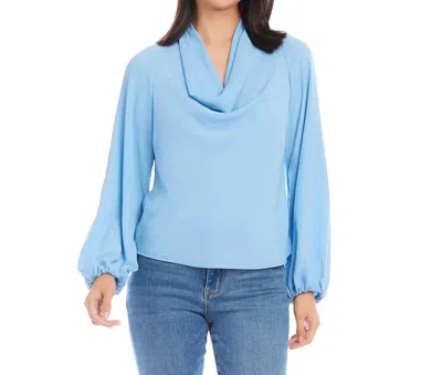 Karen Kane Cowl Neck Top In Blue