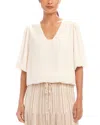 Karen Kane Puff Sleeve Crepe Top In Ecru