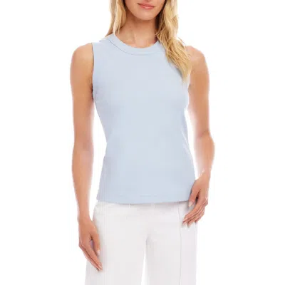 Karen Kane Crewneck Rib Tank In Blue