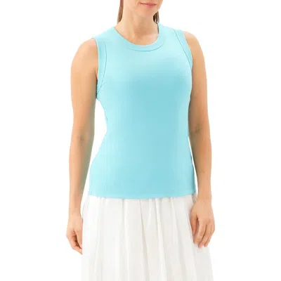 Karen Kane Crewneck Rib Tank In Blue