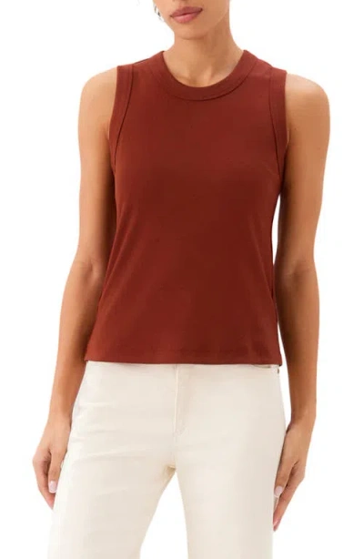 Karen Kane Crewneck Rib Tank In Brown