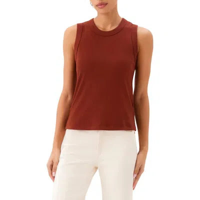 Karen Kane Crewneck Rib Tank In Brown