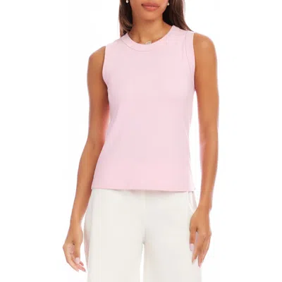 Karen Kane Crewneck Rib Tank In Pink