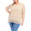 Karen Kane Plus Crochet Tunic In Natural