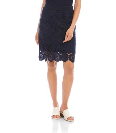 Karen Kane Crochet Mini Skirt In Navy In Blue
