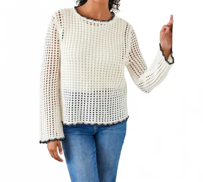 Karen Kane Crochet Sweater In Natural In White
