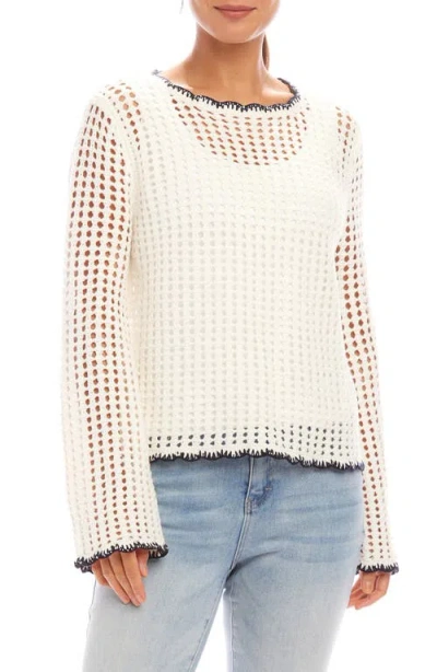 Karen Kane Crochet Sweater In Natural