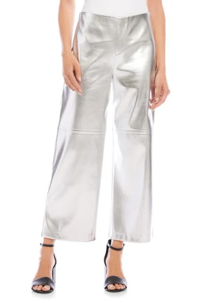Karen Kane Crop Faux Leather Pants In Silver