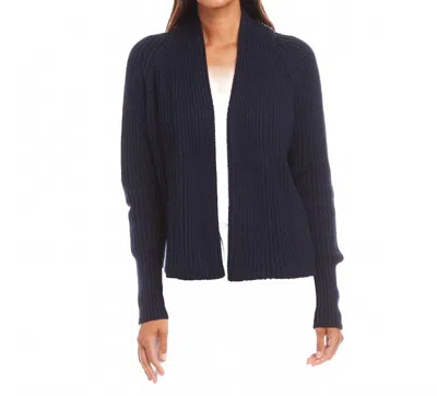 Karen Kane Cropped Cardigan Sweater In Navy In Black